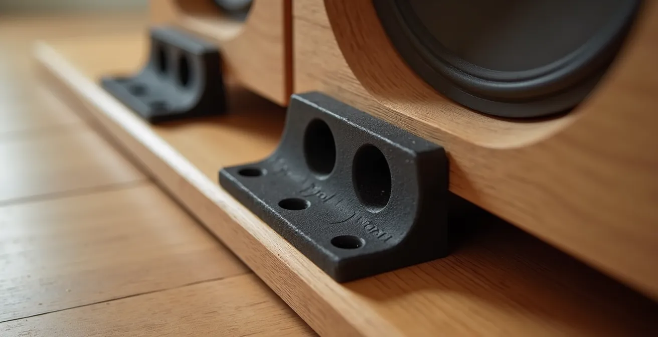 Système de caisson désolidarisé avec plots anti-vibratiles pour moteur de baignoire balnéo