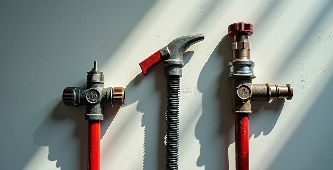 Comparaison visuelle des trois outils de débouchage pour douche italienne