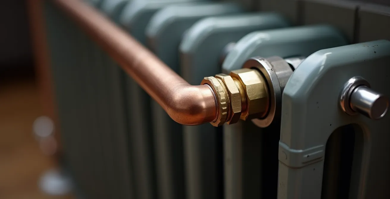 Raccord diélectrique entre tuyau cuivre et radiateur acier