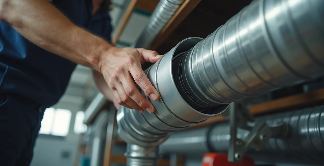 Installation d'un piège à son sur une gaine de VMC double flux