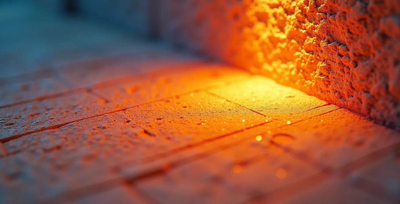 Vue en coupe d'un appartement parisien montrant la différence de stratification de la chaleur entre plancher chauffant et radiateurs