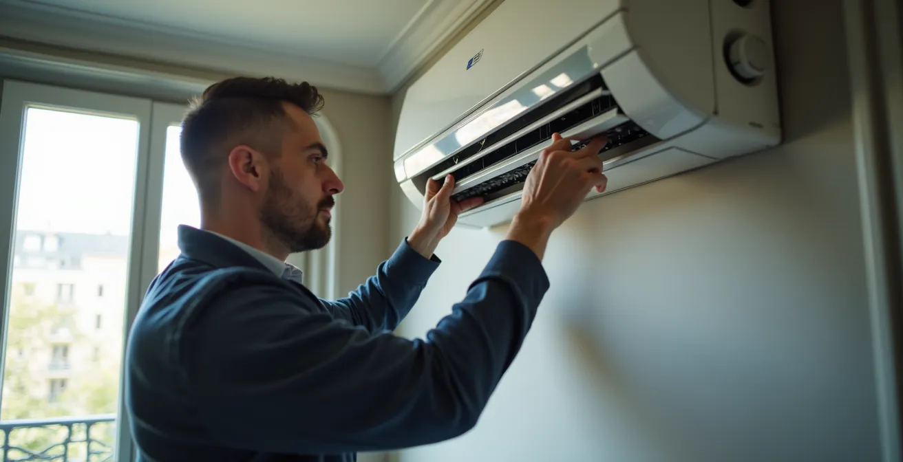 Système de ventilation moderne avec VMC dans un appartement parisien